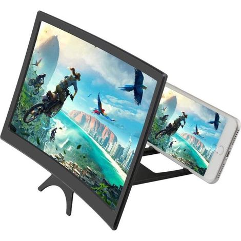 Handy-Bildschirmvergrößerung, faltbarer 3D-Bildschirmverstärker für Smartphones (12 Zoll), 3-4-facher Zoom mit gebogener Oberfläche, Vergrößerungsfolie für alle Smartphones (1/4)