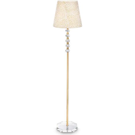 Ideal Lux Queen - Lámpara de pie 1 luz Dorada, transparente con decoración de cristal, E27