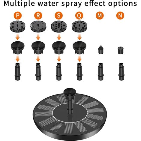 Pompe solaire pour bain d'oiseaux, fontaine solaire 1,4 W avec 6 buses, pompe à eau flottante pour bain d'oiseaux