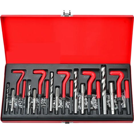 Kit d'outils de réparation de filetage, 131 pièces, acier allié durable, tailles polyvalentes M5 à M12 (1/5)