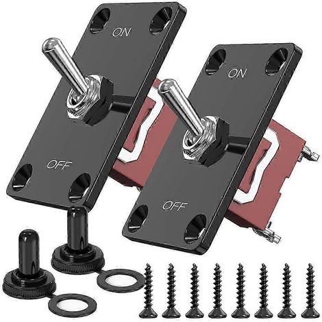 Compatible avec les interrupteurs à bascule robustes 12V, deux interrupteurs marche/arrêt marins unipolaires unidirectionnels (SPST) étanches à 2 broches avec montage sur panneau 30A. (1/4)
