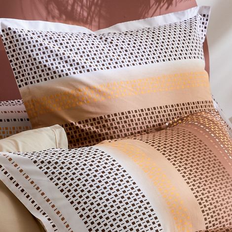 Taie d'oreiller esprit géométrique en coton Cuivre 65x65 cm