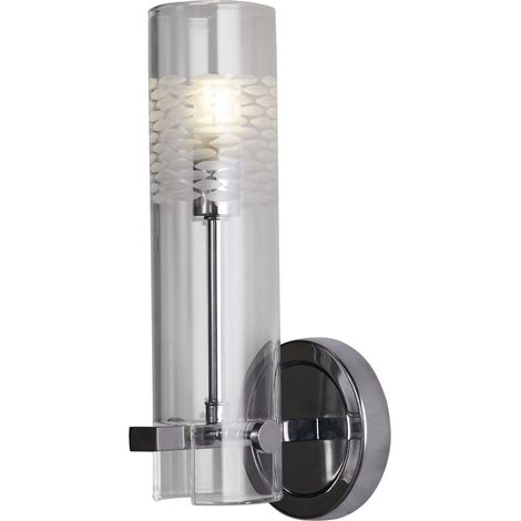 Searchlight Scope Applique murale de salle de bain, chrome, verre gravé transparent (1/4)