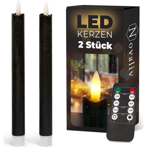 2x Novaliv LED Kerze Echtwachskerzen Schwarz (1/5)