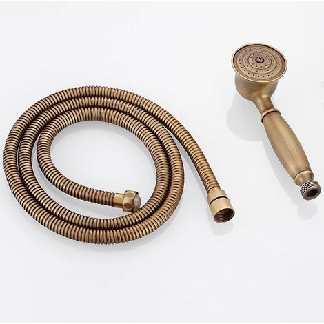 Vintage-Duschkopf aus Messing mit 1,5 Meter Schlauch, geeignet für Badezimmer und Duschräume (1 Stück, 17,5 x 5 cm) (1/5)