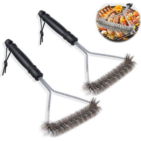 Brosse De Nettoyage Pour Barbecue - Acier Inoxydable - Manche Long Et Lanière - 2 Pièces (1/5)