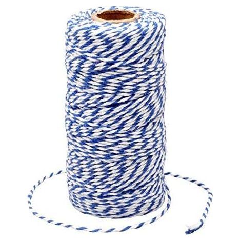 Rolle Baumwollgarn, 100 m lang, 2 mm Durchmesser, dunkelblau und weiß, zum Verpacken von Weihnachtsgeschenken und für Bastelprojekte (1/5)