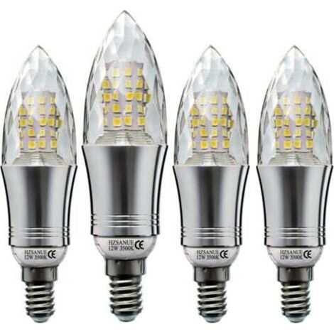 Vtizikl Lot de 4 ampoules LED E14 12W, équivalent à 100W incandescent, lumière blanc chaud, petit culot à vis Edison (1/4)