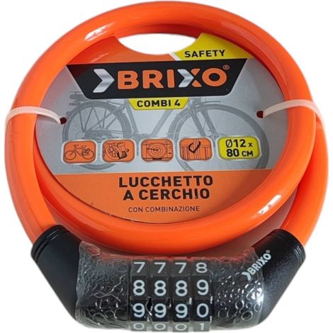 Lucchetto cerchio bici Combi 4 12 × 800 mm acciaio + spirale in PVC - Brixo (1/4)