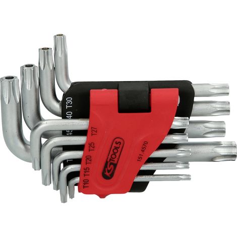 KS Tools TX-Winkelstiftschlüssel-Satz mit Bohrung, kurz, 9-tlgTB10-TB50 (1/5)