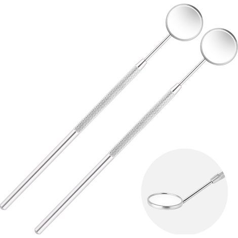 Miroir d'Inspection Dentaire, 2PCS miroir dentaire anti-buée avec poignée, Anti-buée d'inspection de la Dent Miroir Buccal en Acier Inoxydable, Inspection Usage Quotidien Soins Bucco-dentaires (1/5)