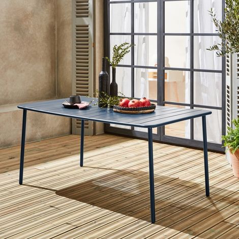 Table de jardin métal 6-8 places. marine. Amelia. 160x90xH72.5cm (1/5)