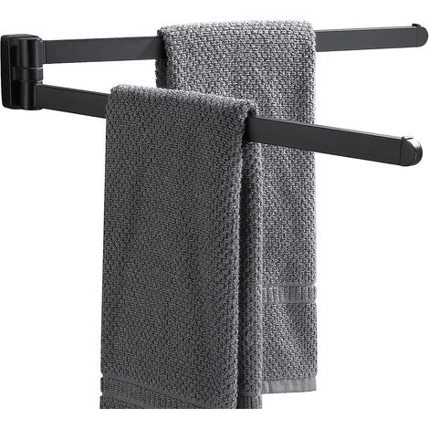 (noir)porte-serviettes Pivotant Chrom En Acier Inoxydable Avec 2 Barres Pivotantes (1/5)
