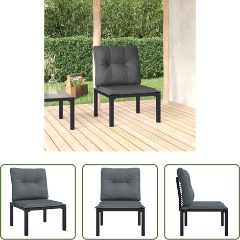Chaise de jardin en rotin poly - Chaise de jardin avec coussins noir/gris résine tressée (1/5)