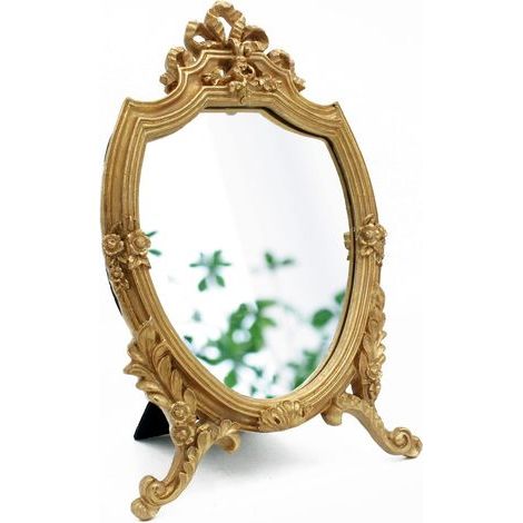 Miroir, Miroir mural décoratif en résine doré antique 20,3 x 33 cm (1/5)