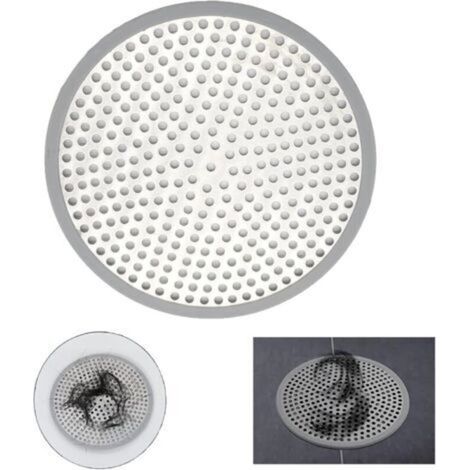 Attrape Cheveux Douche 12 x 12 cm Filtre Evier Cuisine de Rond en Acier Inoxydable Argenté Grille Evier Anti-Obstruction (1/5)