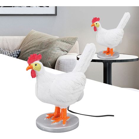 Witzige, eiförmige Hühnerlampe, USB-LED-Schreibtischlampe aus Kunstharz, handgefertigtes Deko-Element (1/5)