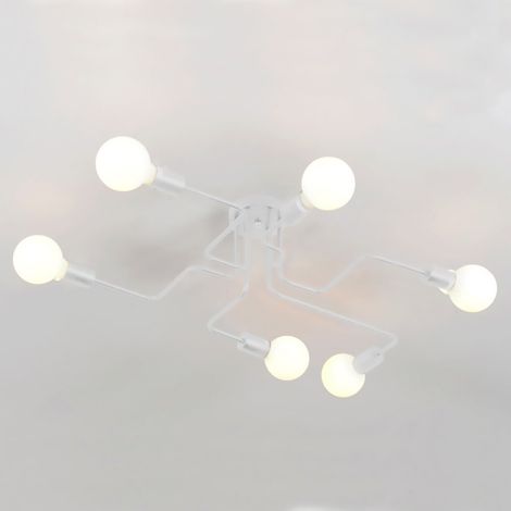 Vintage Ceiling Light Industrial Chandelier Lamp Retro Pendant Light White With 6 E27 Lamp For Dining Room Living Room Bar Cafeteria Restaurant