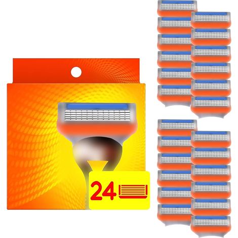 Lame di rasoio Fusion-5, 24 pezzi Lame di ricambio Fusion 5 Lame a 5 strati, Lame di rasoio per il corpo, Lame intime, compatibili con il rasoio bagnato da uomo (1/5)