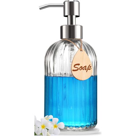 Distributeur De Savon - Pompe En Acier Inoxydable Antirouille - Base En Silicone Anti-Dérapante - Pour Cuisine Et Salle De Bain - 500 Ml (1/5)