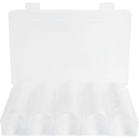 Lot de 100 boîtes de rangement transparentes pour pièces de monnaie, capsules rondes de 17/20/25/27/30 mm. (1/5)