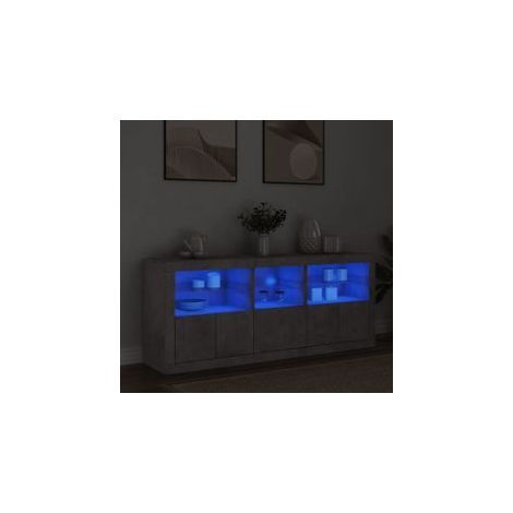 Buffet avec lumières LED gris béton 162x37x67 (1/5)