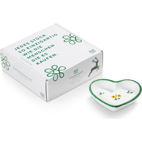 Gmundner cerámica flores esparcidas, cuenco en forma de corazón (L 10 cm)