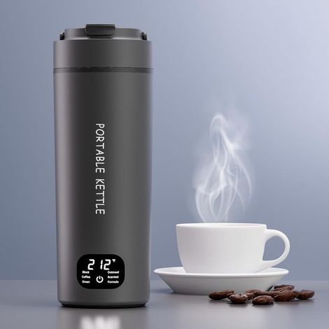Bollitore portatile - Bollitore elettrico - Bollitore - Tazza per ebollizione - 450 ml - Acciaio inossidabile - Nero (1/5)