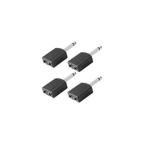 4 pcs Adaptateur répartiteur mâle 6,35mm(1/4") vers Double Prise Femelle 6,35mm(1/4"),Double Adaptateur Jack Mono TS 6,35 mm,câble Audio Y répartiteur pour Guitare,Microphone,amplificateur (1/5)
