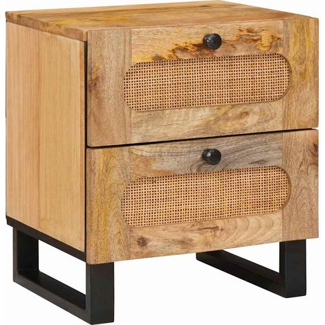 Armario de Noche Natural 40 x 33 x 46 cm Madera de mango maciza