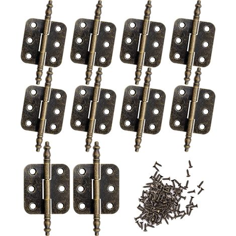 Charnières Vintage Bronze Mini Pliantes - Charnière Porte Placard Ancienne - 10pcs 7035mm pour Armoire et Meubles avec 60 Vis (1/5)