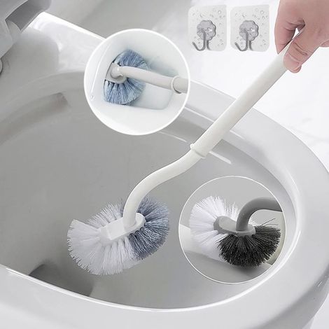 Pack Angled Toilet Brush with Curved Design for Deep Cleaning, Long Plastic Handle and Flexible Bristles (1/5)