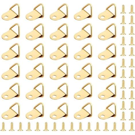 50 Pièces Crochet pour Cadre,Attache Tableau,Photo Anneaux Triangulaires Cadre,Support Murale Cintre avec 50 Pièces Vis Utilisé pour les Cadres Photo, Suspension de Décorations de Meubles (1/4)