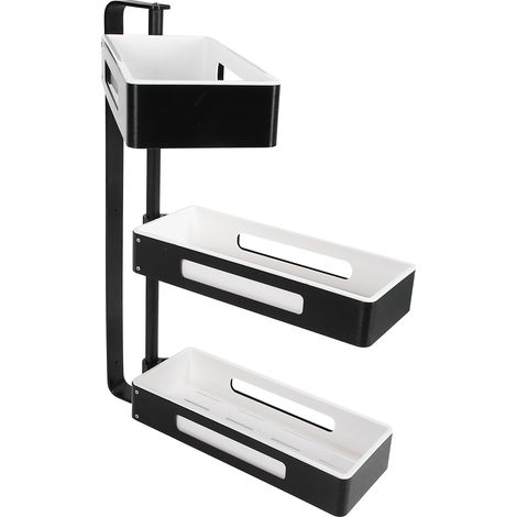 Étagère de cuisine 3 niveaux tournante pour épices, rangement d'angle sans perçage, accessoire salle de bain (1/5)