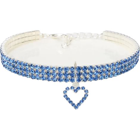 Collar para mascotas, decoración de joyería, función de liberación de seguridad, M, collar azul con forma de amor. (1/2)