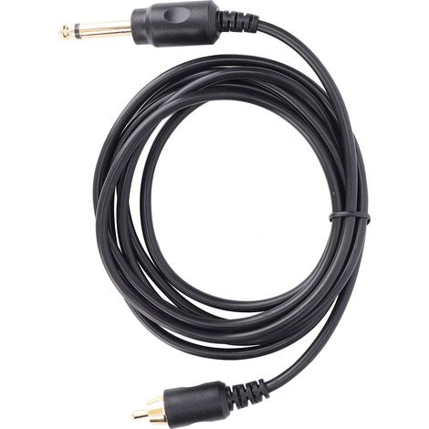 Cordon de tatouage droit, câble caoutchouc noir 2m avec fiche RCA, kit d'alimentation pour machine de tatouage, prise droite, accessoire de conversion, câble flexible. (1/5)