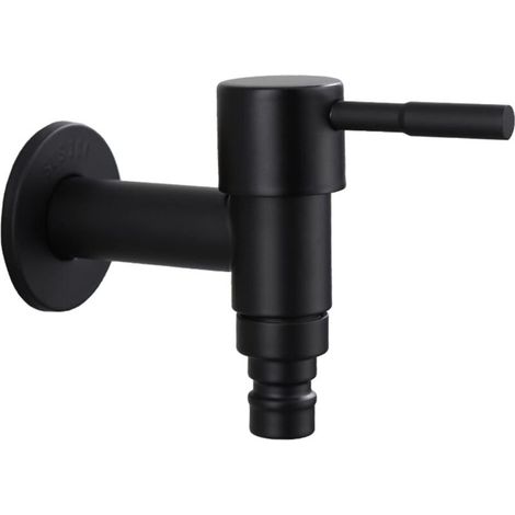 Grifo de piscina, grifo de fregadero de mango corto, grifo de balcón de pared, grifo de acero inoxidable de mango corto para balcón, baño, cocina y jardín. (1/4)