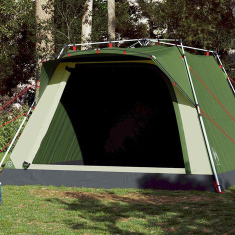 vidaXL Tente de camping cabine 4 personnes vert libération rapide (1/5)
