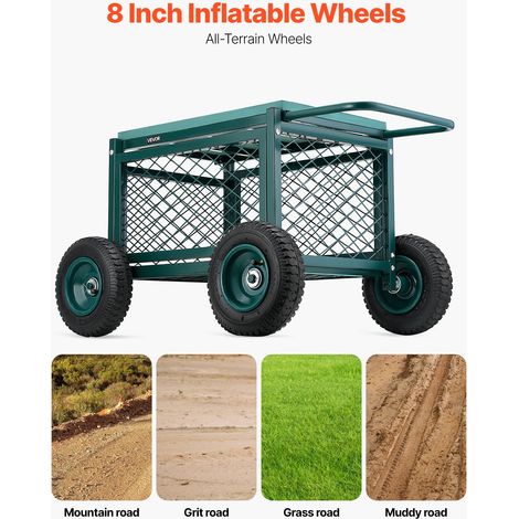Siège de Jardin Roulant, Tabouret de Jardinage sur Roues Robuste avec Bac de Rangement, Capacité de Charge 181 kg, Chariot avec Siè… (1/5)