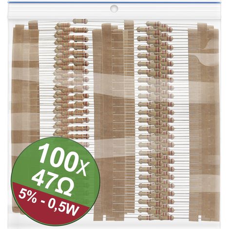 Quadrios 22P109 22P109 Kohleschicht-Widerstand Sortiment 47 Ω axial bedrahtet 0.5 W 5 % 1 Set