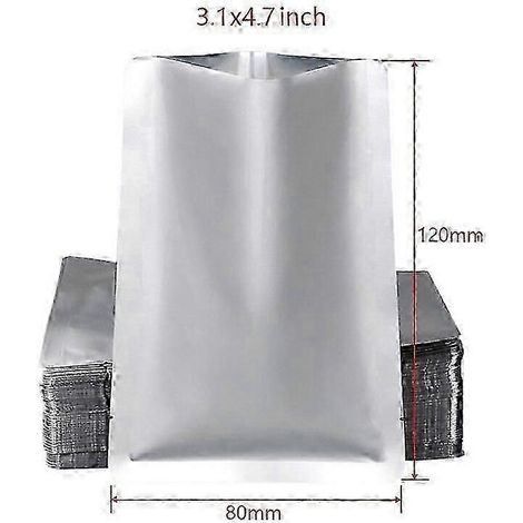 100 Stück silberne Vakuumierbeutel aus Aluminiumfolie (Mylar) – Aufbewahrungsbeutel für Zuhause und Küche, ideal zum Frischhalten von Lebensmitteln wie Nüssen.-100Pcs-8x12cm