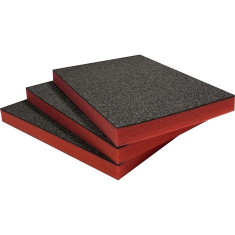 Set mit 3 zuschneidbaren Schaumstoffplatten (600 x 420 x 50 mm) für Werkzeugkästen und Flightcases (1/4)