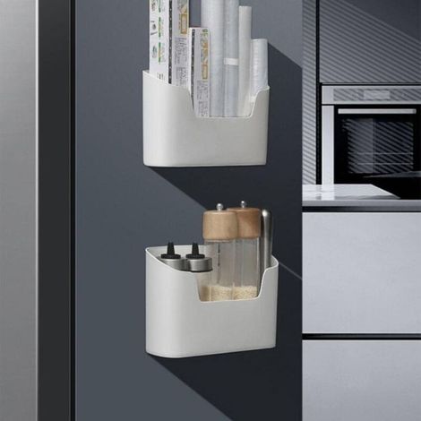 Boîte à double porte adhésive, organisateur de cuisine pour plan de travail, ABS blanc (1/5)