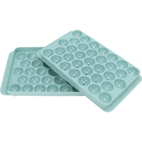 Runde Eiswürfelform mit 33 Fächern und Deckel, lebensmittelechtes PP, für Bürokühlschränke, blau (1/5)