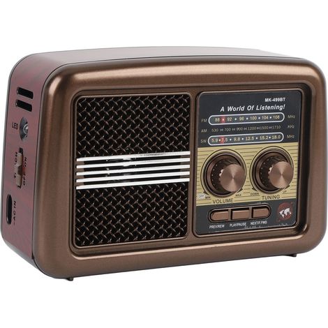 Radio portable AM/FM/SW avec haut-parleur Bluetooth, antenne rétractable, rouge, prise européenne. (1/5)