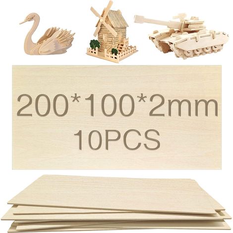 Contreplaqué, 10pcs 100 X 200 X 2mm, DIY Fait Main, Pyrogravure, Planche de Bois Modèle Avion, Plaque Bois