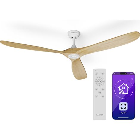 Klarstein Bahama Breeze - Ventilatore da soffitto smart  Pale del rotore in legno massiccio  Telecomando + controllo tramite app