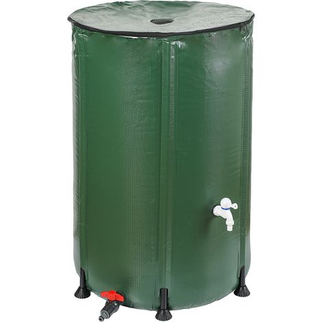 TERRE JARDIN - Depósito recogedor de agua de lluvia plegable Verde 250 litros