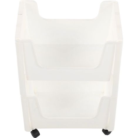 Chariot de rangement blanc 2 étages, grande capacité, étagère mobile renforcée avec roulettes freinables, idéal pour livres, jouets et bouteilles d'épices (1/5)