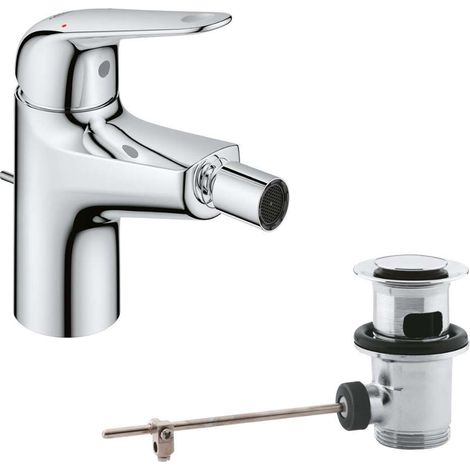 Bidetarmatur mit Ablaufgarnitur – Chrom – Einlochmontage – Metallgriff – GROHE Long-Life Keramik Kartusche 28 mm – 24332001 (1/5)
